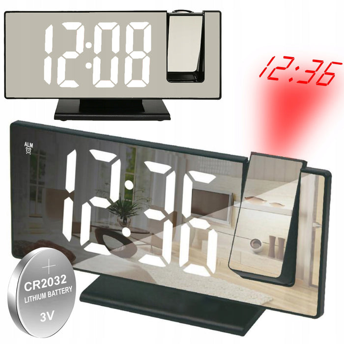 Ceas multifunctional cu LED si proiectie tip oglinda, Alarma, Afisaj LCD temperatura