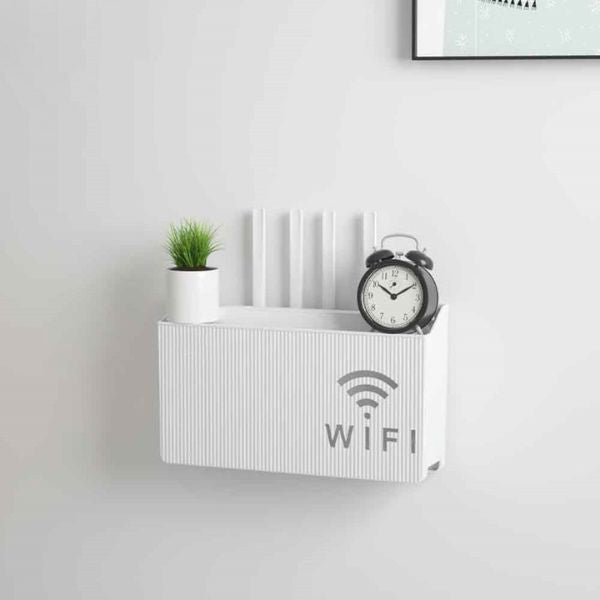 Wi-Fi útválasztó tartó, szilárd műanyag, fehér konstrukció