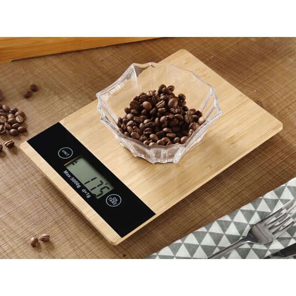 Електронни кухненски везни от бамбук, максимален капацитет от 5 кг, с LCD екран