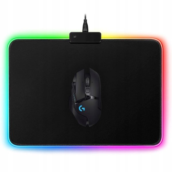 Gaming egérpad LED -es világítással RGB 7 színek, fekete