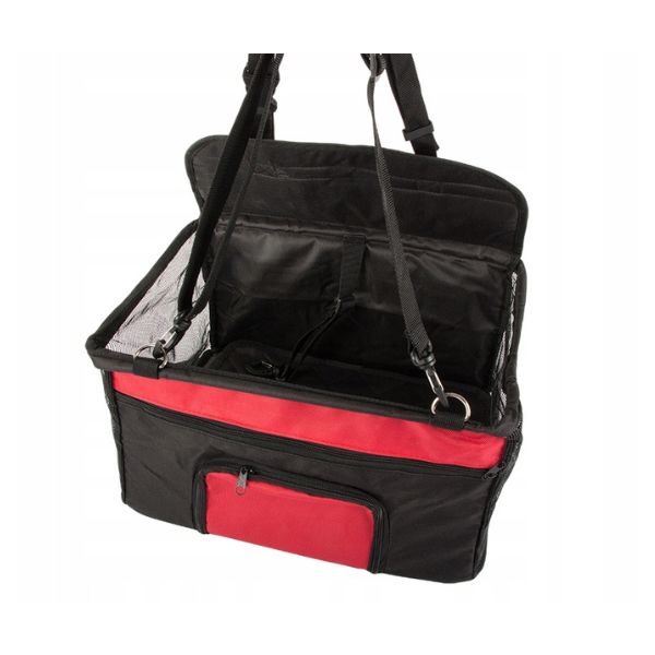 Транспортна чанта за домашни любимци, сгъваема, черна с червено