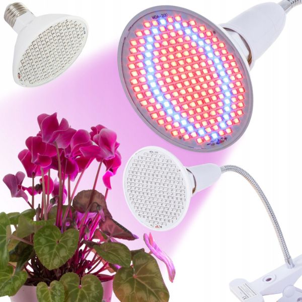 Lampa cu 200 LED-uri pentru cresterea plantelor, cu 2 tipuri de lumina si prindere cu clips