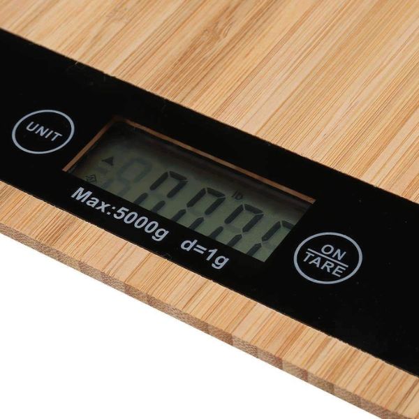 Електронни кухненски везни от бамбук, максимален капацитет от 5 кг, с LCD екран