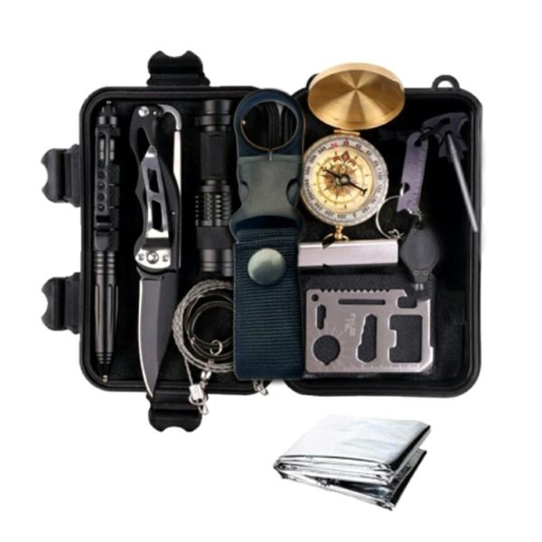 Kit multifunctional 12 in 1, excelent pentru drumetii, vanatoare, pescuit, camping