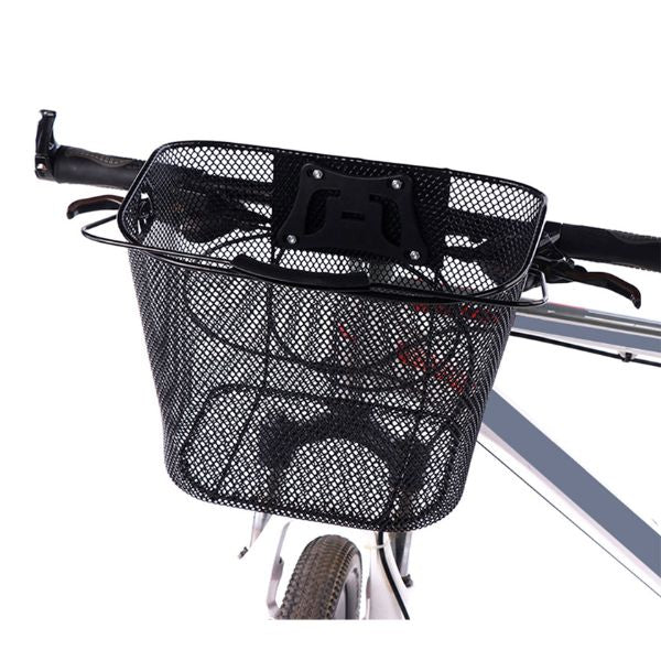 Кошница за съхранение за метален велосипед с монтаж на кормилото, черно