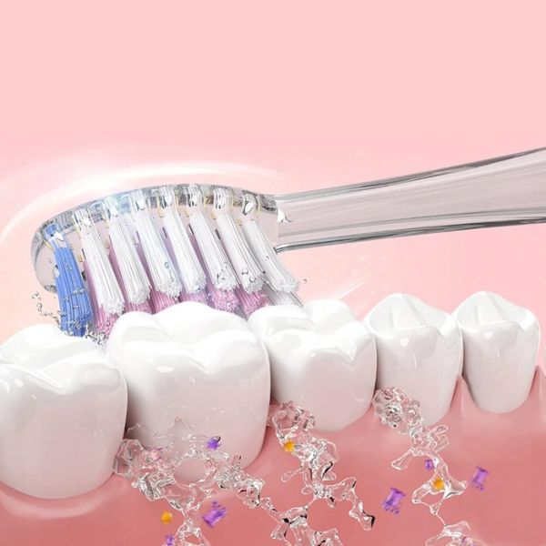Сонична четка за зъби за деца 3+, 4 глави, включени автоматично спиране след 2 минути, розово