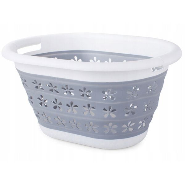 Сгъваема пластмасова кошница за пране със силикон, капацитет 25L