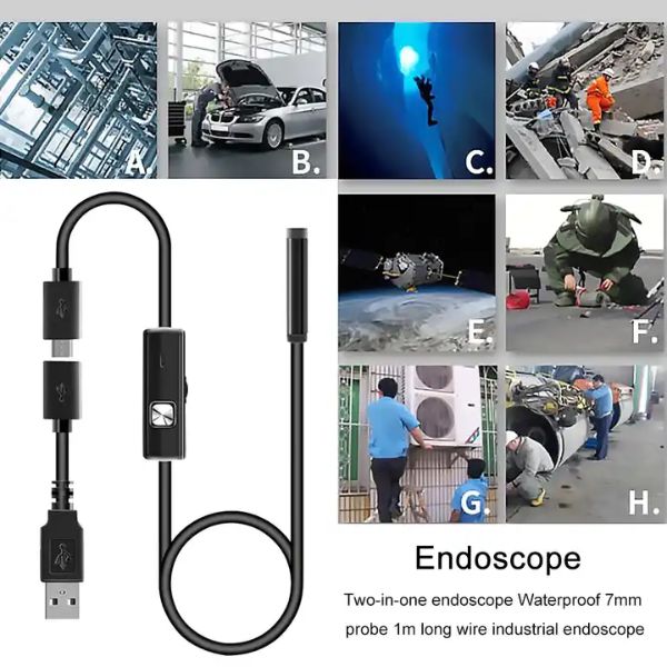 Camera endoscop universala, 5m lungime, 6 LED, impermeabila, pentru Android si PC
