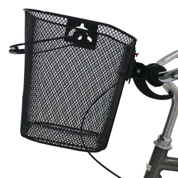Кошница за съхранение за метален велосипед с монтаж на кормилото, черно