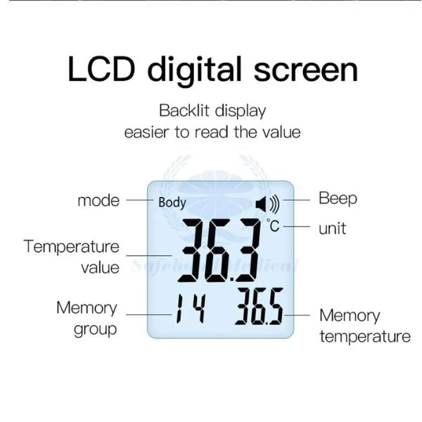 Digitális test hőmérő, írja be az infravörös, érintkezés nélkül, LCD kijelző