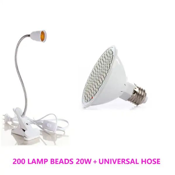 Lampa cu 200 LED-uri pentru cresterea plantelor, cu 2 tipuri de lumina si prindere cu clips