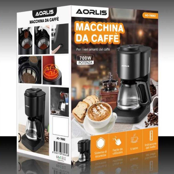 Filtru electric de cafea cu putere de 700W, Aorlis AO78062, negru