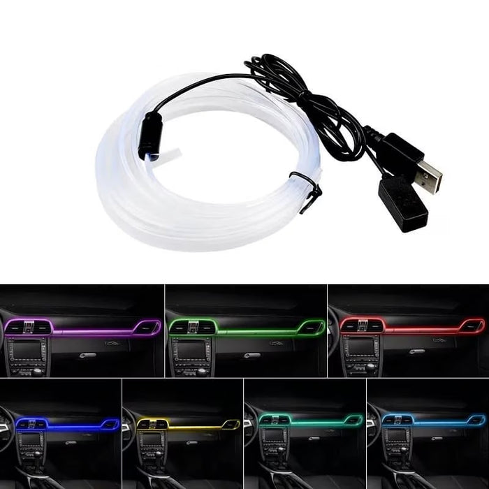 Fir RGB lumina ambientala auto, alimentare mufa USB,  3m lungime, 7 culori