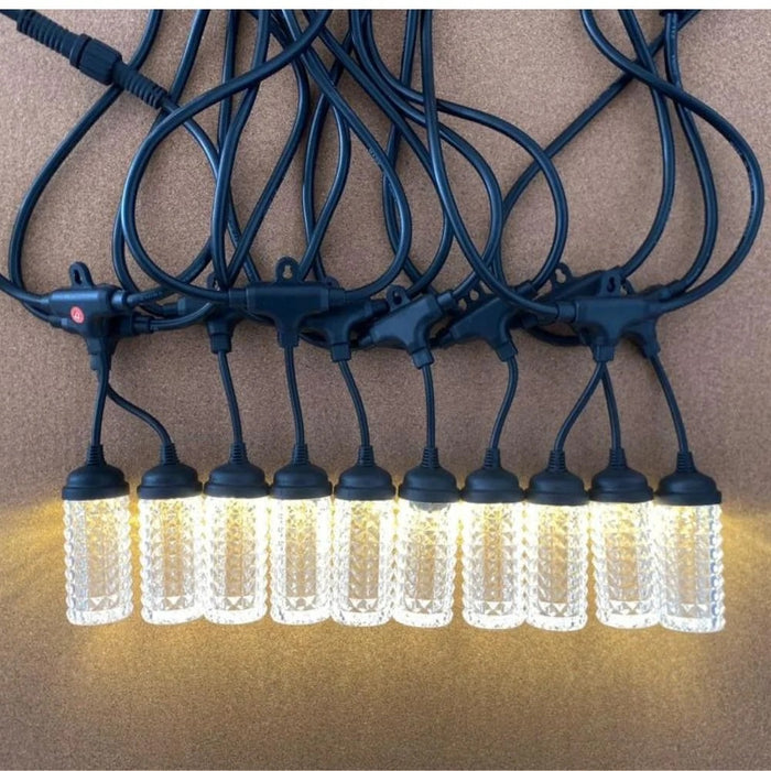 Лека гирлянда за екстериор, 10 LED крушки, IP44, гореща бяла светлина, дълга 10 м