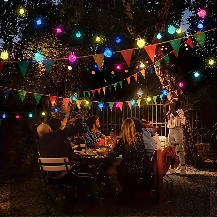 Solar Light Garland, 6,5 m, 20 LED izzó, IP65, hideg, meleg és színes fény