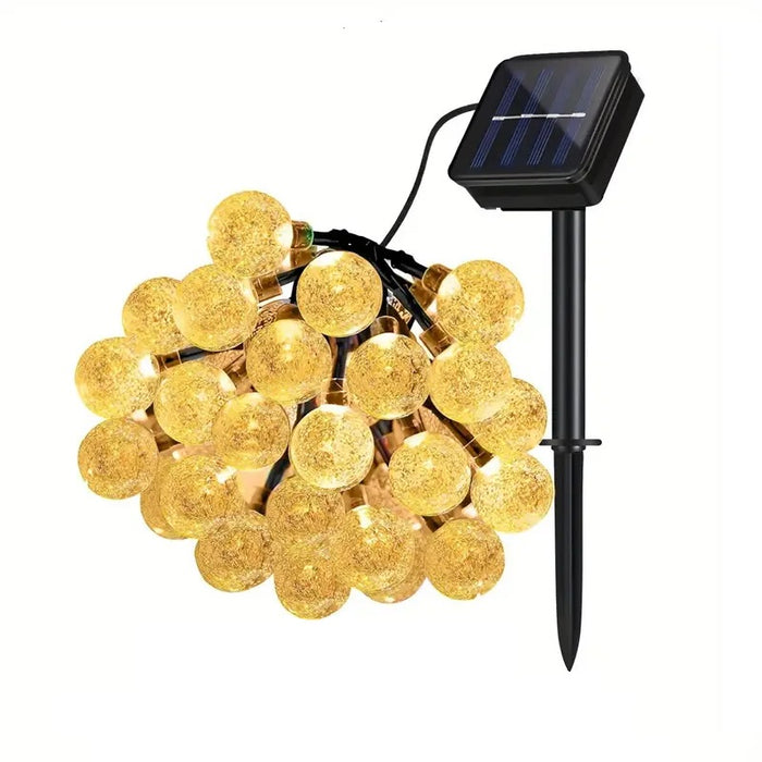 Solar Light Garland, 6,5 m, 20 LED izzó, IP65, hideg, meleg és színes fény