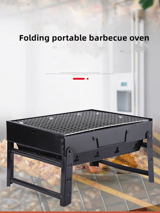 Hordozható barbecue, bőröndtípus, kerthez, kempinghez, strand, fém, fekete