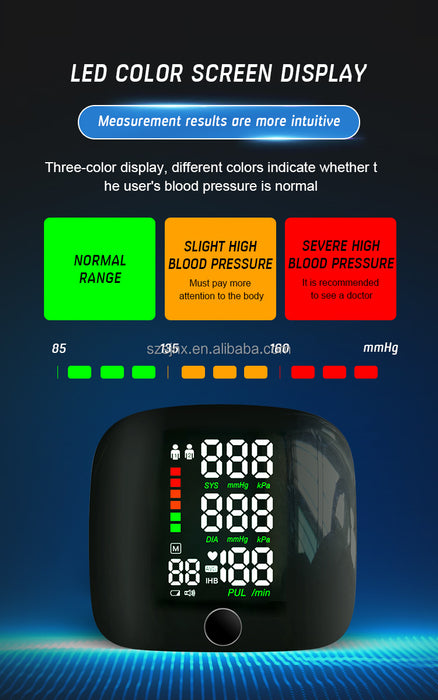 Tensiometru electronic pentru incheietura mainii, ecran LCD, masoara presiunea sistolica, disistolica si pulsul