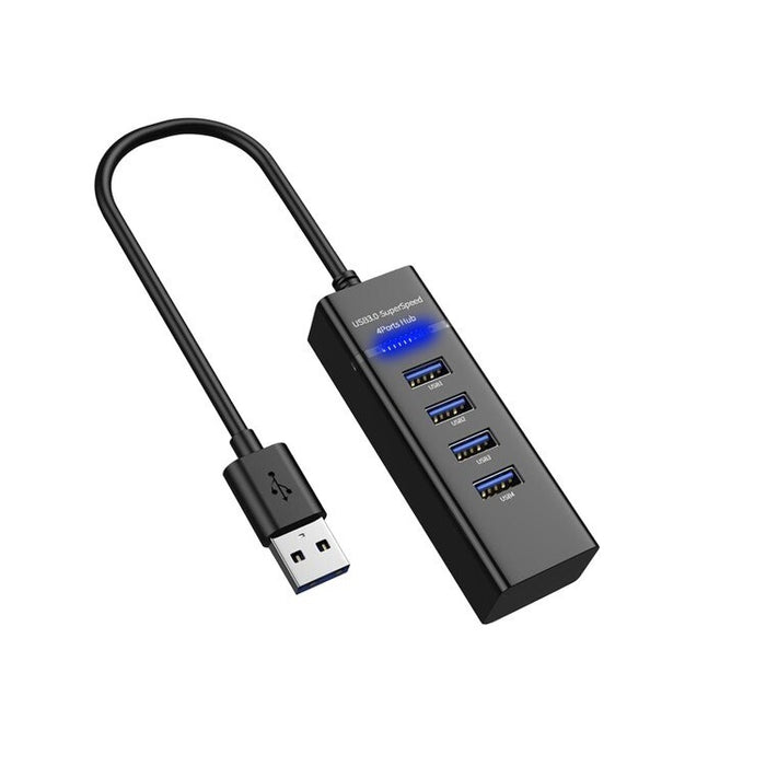 Hub USB cu 4 proturi USB 3.0, ultra slim, incarcare sau transfer de date, 5Gbps, negru