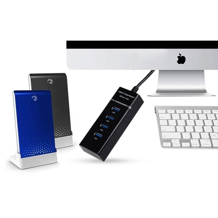 USB HUB 4 USB 3,0, Ultra Slim, Data Letöltés vagy adatátvitel, 5 GBPS, fekete