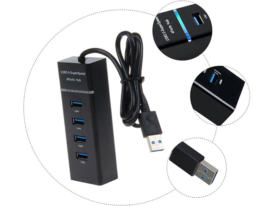 Hub USB cu 4 porturi USB 3.0 viteza transfer de pana la 5Gbps