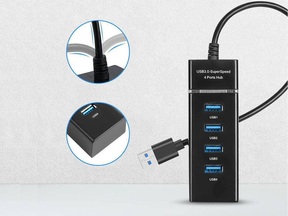 Hub USB cu 4 porturi USB 3.0 viteza transfer de pana la 5Gbps