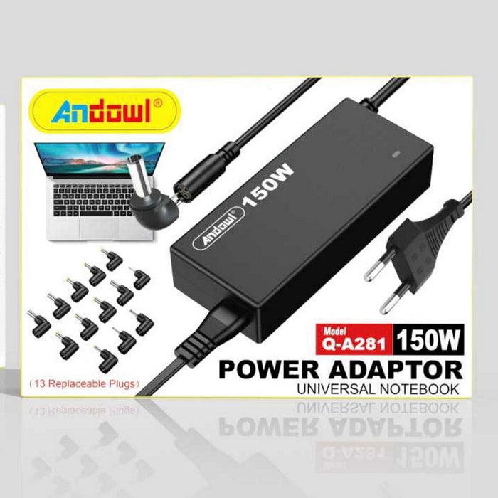 Incarcator universal pentru laptop A281, 150W, 13 mufe magnetice, cablu de 2m, negru