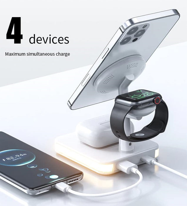 Wireless Charger 4 σε 1 Andowl 991, 25W, iPhone, Iwatch, AirPod Pro 2, με υποδοχή τύπου USB, LED Light, White