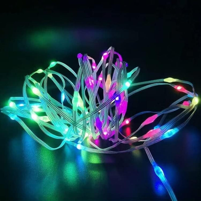 LED RGB LED инсталация с дистанционно управление, Bluetooth, App Tuya, музика, USB, IP65, 100 светодиода, 10M, многоцветни