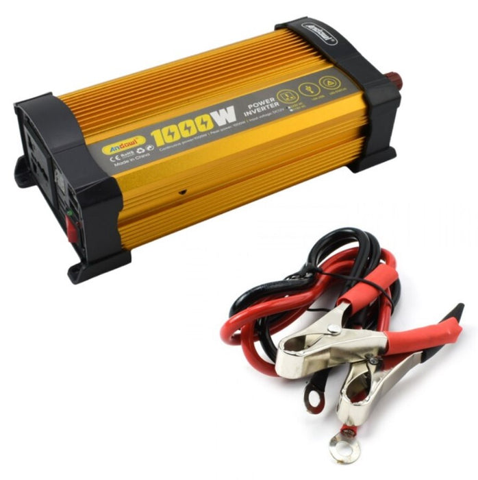 Andowl KS1000 autófeszültség -inverter, 1000W, 12 V, 220 V, 24 x 11 x 6,5 cm, arany