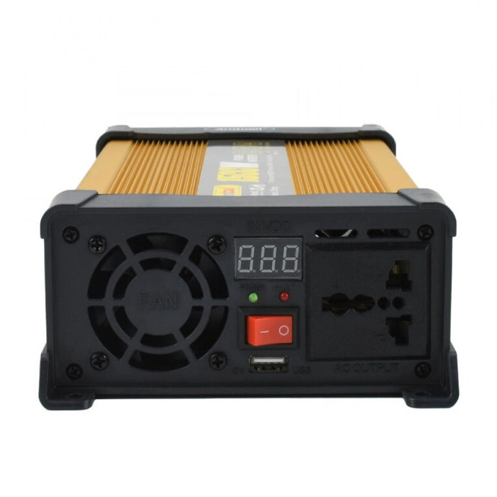 Andowl KS1500 μετατροπέας τάσης αυτοκινήτου, 1500W, 12V, 220V, 26 x 11 x 6.5cm, χρυσός