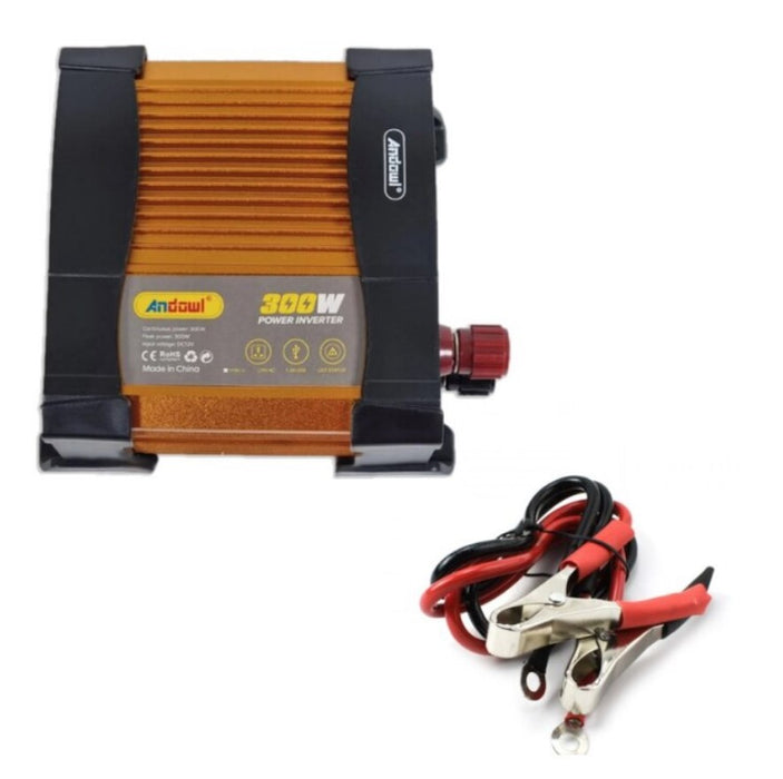 Andowl KS300 autófeszültség -inverter, 300W, 12 V, 220 V, 16 x 11 x 6,5 cm, arany