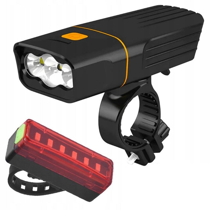 Kit kerékpár LED-es lámpákkal, előlap, USB terhelés, fekete