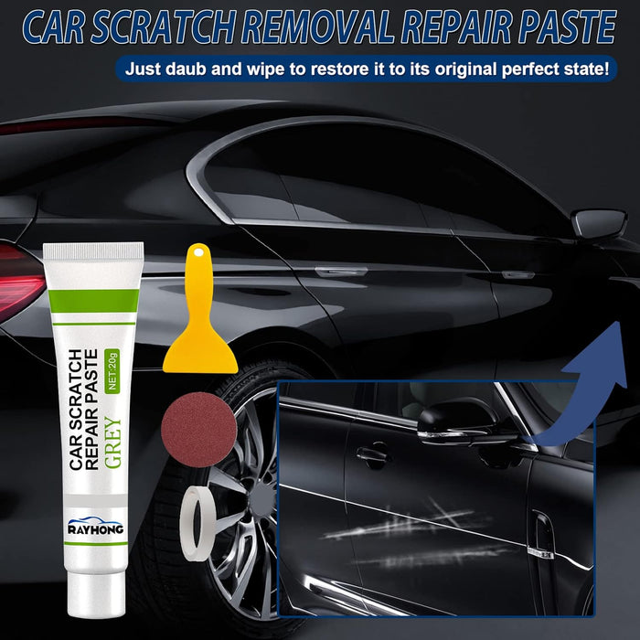 Kit de reparare zgarieturi auto cu pasta polish din fibra de sticla, uscare rapida, potrivit oricarui tip de masina, 20ml, alb