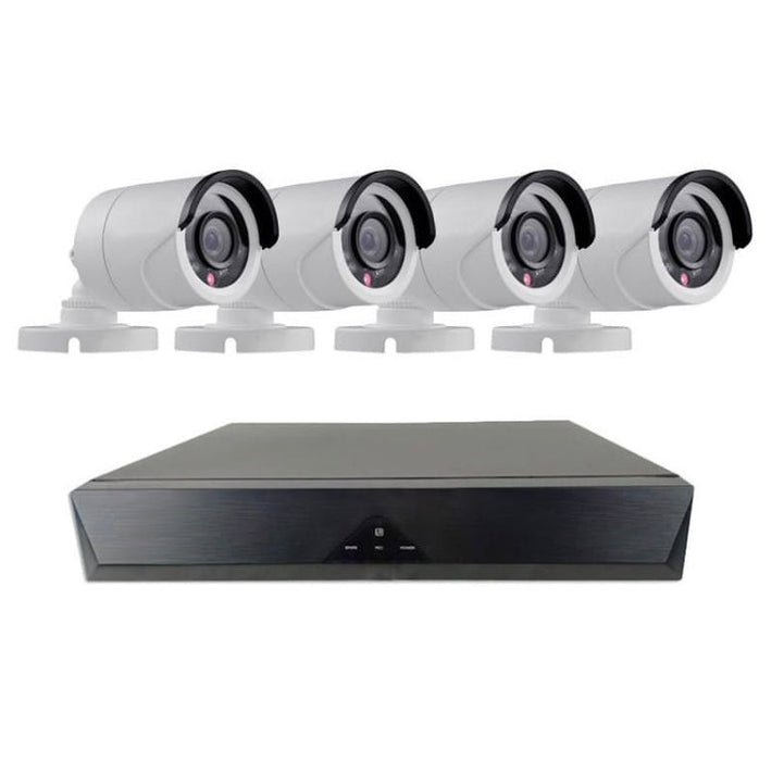 Комплект за наблюдение с DVR рекордер и 4 CCTV AHD CCU FIRE, IP66, HD, 720p, IR, интериор или екстериор, бял