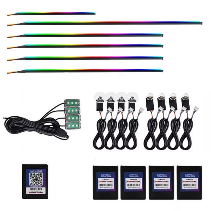 Kit lumini ambientale auto RGB 18 in 1, benzi acrilic, wireless