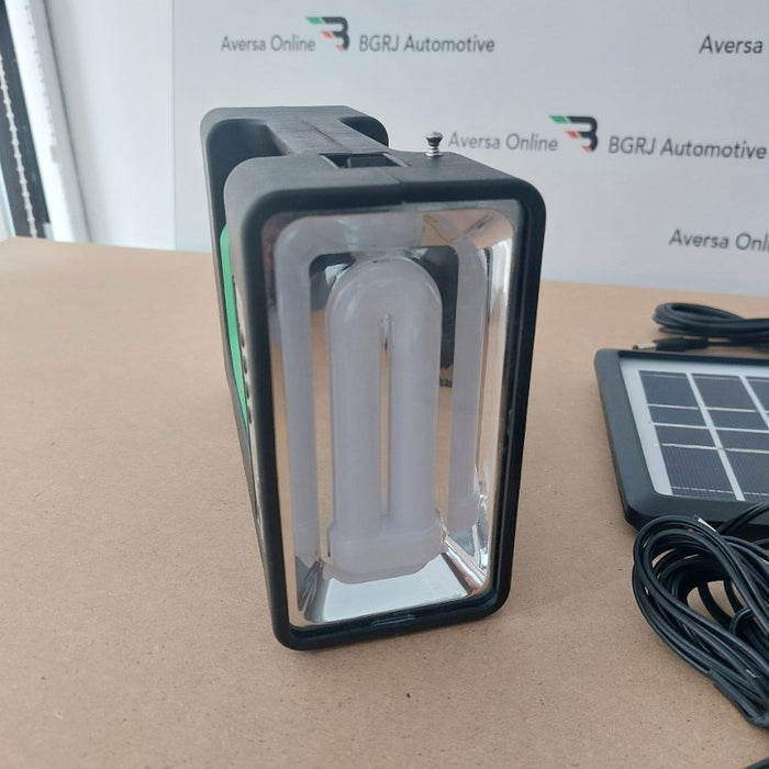 Solar Kit GD-Lite 10 Εξοπλισμένο με 3 λαμπτήρες LED, φορητό, φακό, USB, FM Radio, MP3