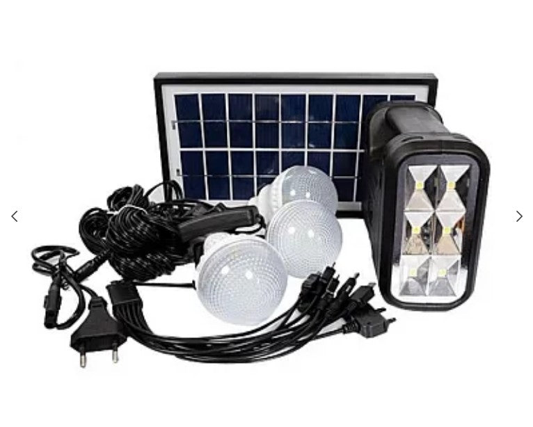 Kit solar GD-Lite 1 dotat cu dispozitive USB cu 3 becuri LED