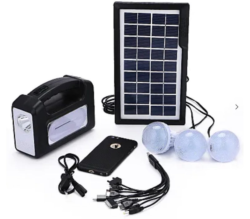 Kit solar GD-Lite 7 este dotat cu dispozitive USB cu 3 becuri si leduri