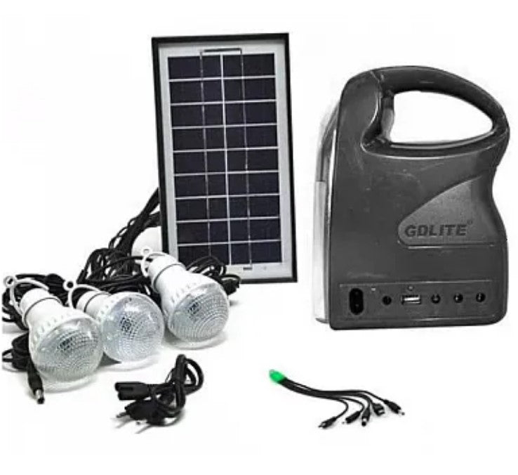 Kit solar GDLITE GD-7 PREMIUM 3 becuri, lanterna inclusa + usb incarcare