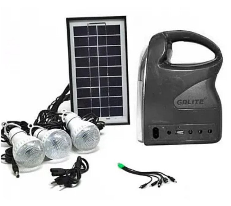 Kit solar GDLITE GD-7 PREMIUM 3 becuri, lanterna inclusa + usb incarcare XL