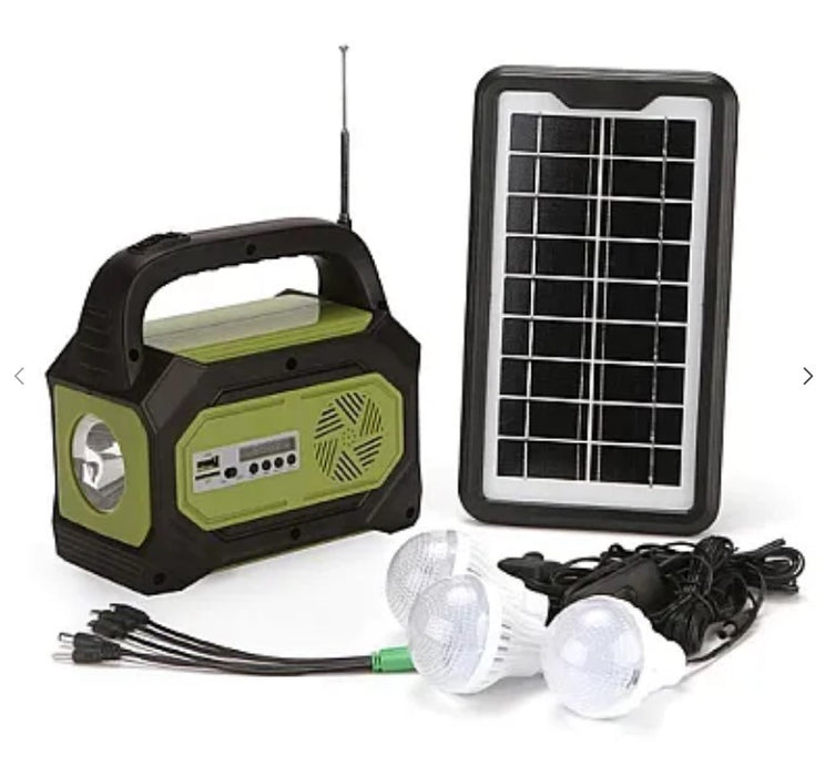 Solar Camping Kit GD-8073 Radio FM USB Lanterne Powerbank 3 LED Bulbs