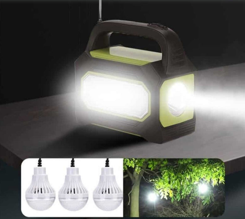 Solar Camping Kit GD-8073 Radio FM USB Lanterne Powerbank 3 LED Bulbs