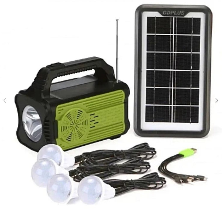 Solar Kit Radio FM MP3 lejátszóval lámpával, PowerBank 10000MAH, 4 LED izzó