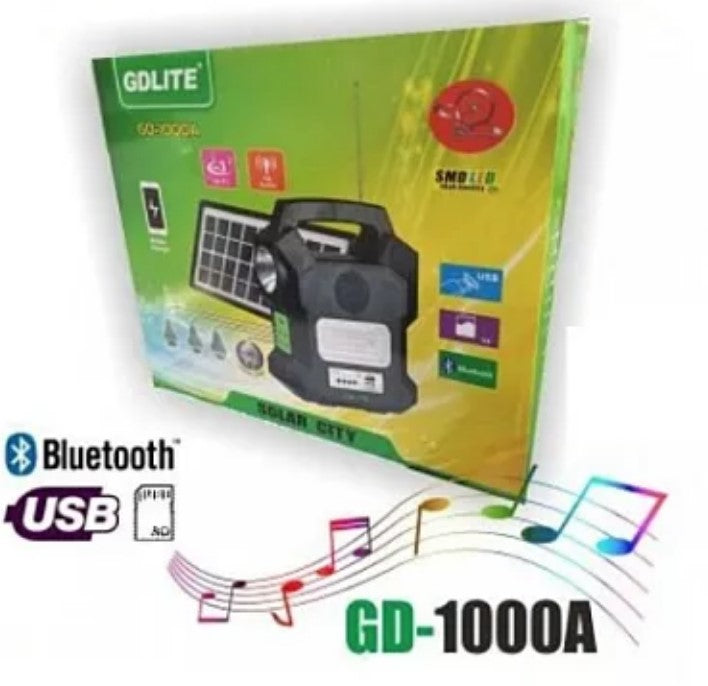 Φορητό ηλιακό κιτ Gdlite GD-1000A USB Bluetooth Radio FM MP3 4 Βολβοί Περιλαμβάνονται XL