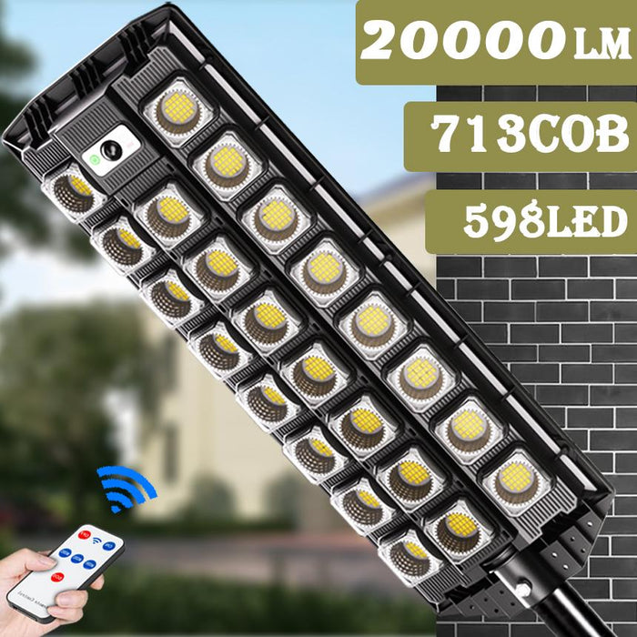 Улична слънчева лампа с 23 LED COB, сензор за движение и дистанционно управление, защита на IP65, черно