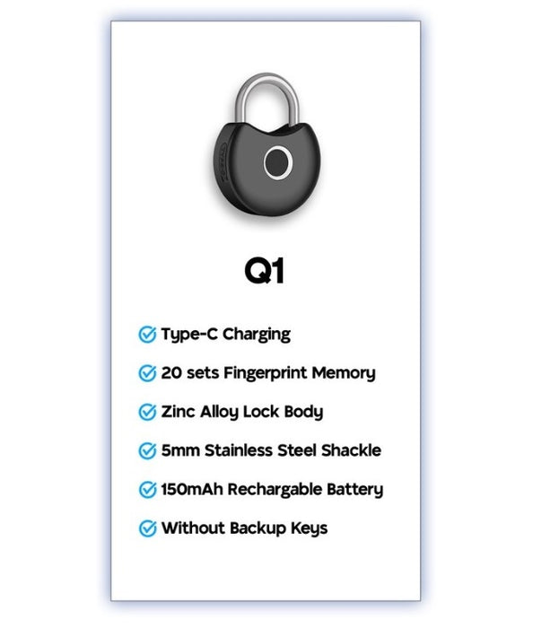 Intelligens ujjlenyomat, C típusú USB-töltés, Bluetooth hozzáférés és intelligens élet, fekete