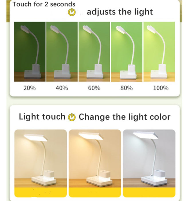 LED LED Model 1945 LAMP για το γραφείο 4W, με στυλό, ρυθμιζόμενες, 3 τρόπους φωτισμού, ασταθή, λευκό