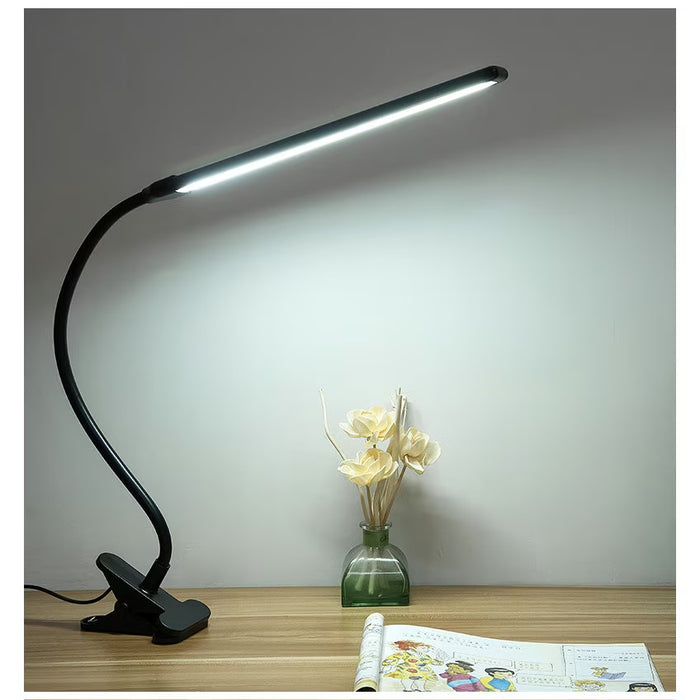 LED irodai lámpa állítható, alumínium és ABS bilincs, USB, 13W, 50 cm, fekete