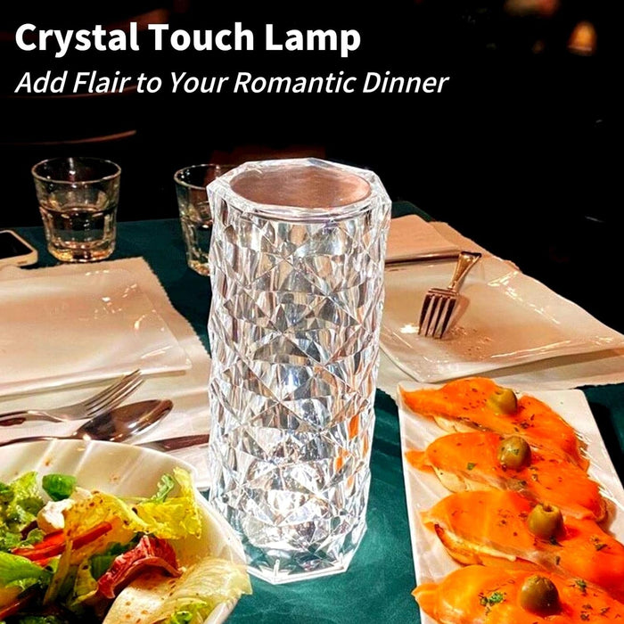 Lampa de masa ambientala din Cristal LED, RGBW, control Touch, Telecomanda, Incarcare USB-C